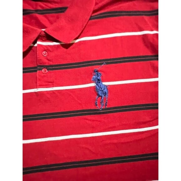 Ralph Lauren Polo Shirt Youth 3XL Red Striped Button Golfer‎ Short Sleeve Kidss. - Picture 2 of 9